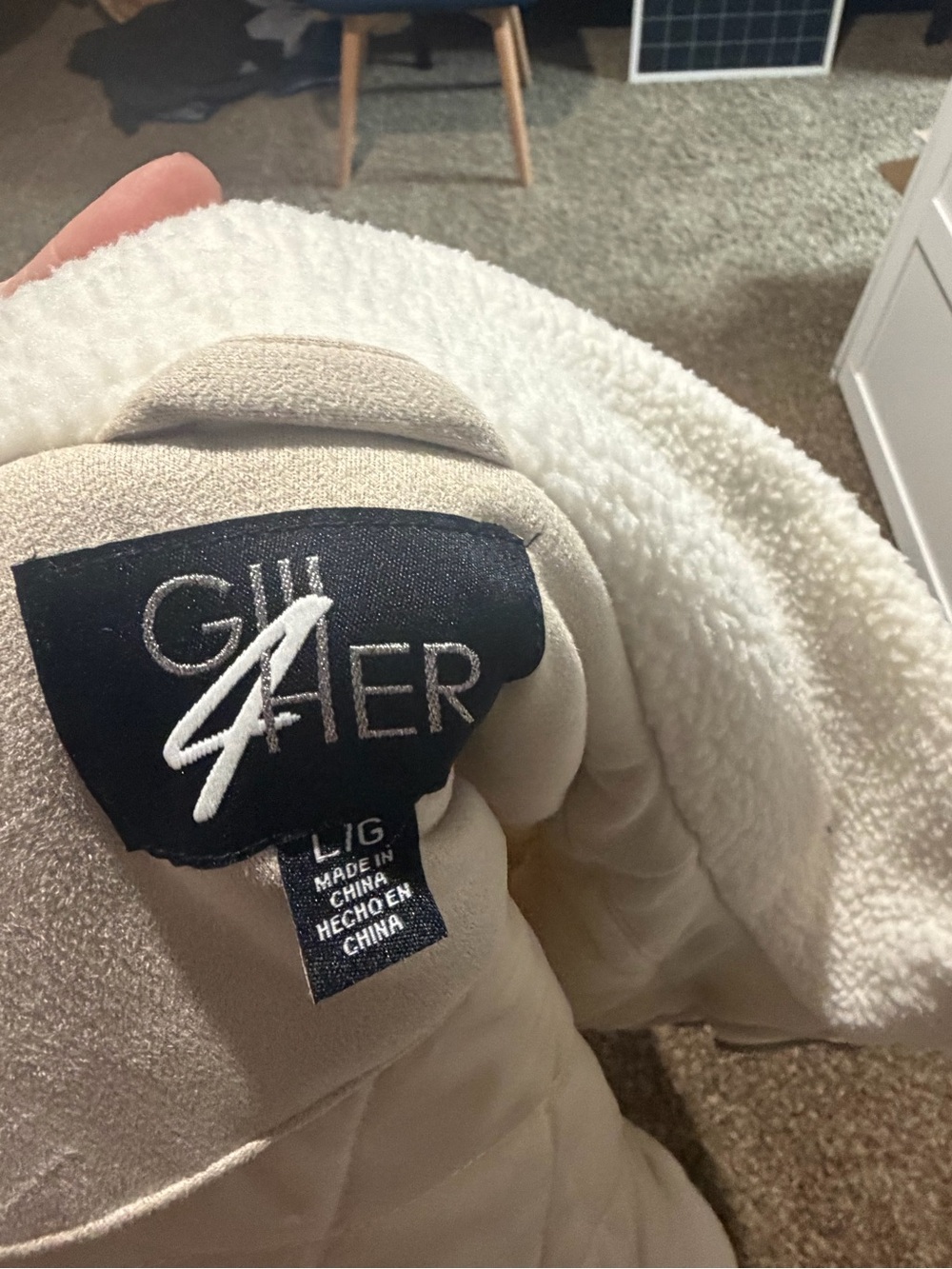 Women’s Cream Sherpa Zip-Up Teddy Jacket - Picture 4 of 8